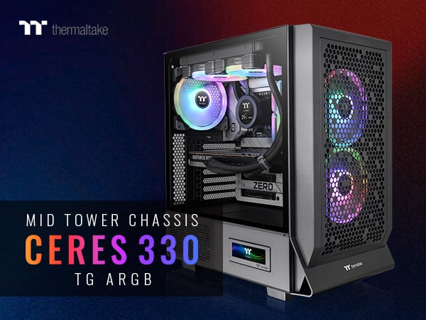 Thermaltake Ceres 330 TG ARGB Black Mid Tower E-ATX Case